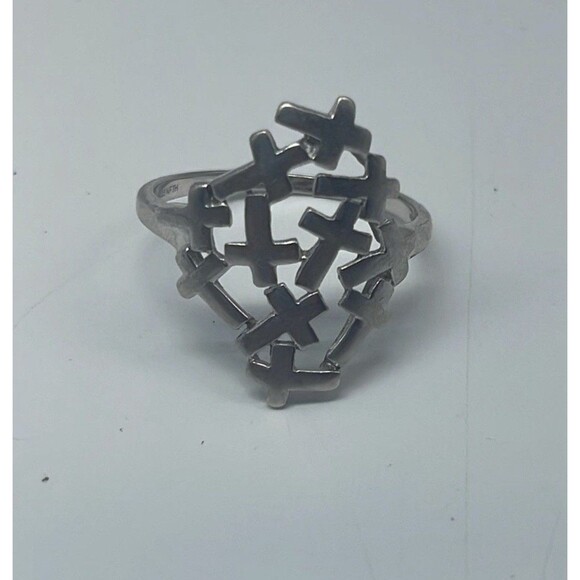 925 Sterling Silver Connecting Multi Crosses Ring Stamped 925 NF TH Sz 8 - Picture 3 of 6